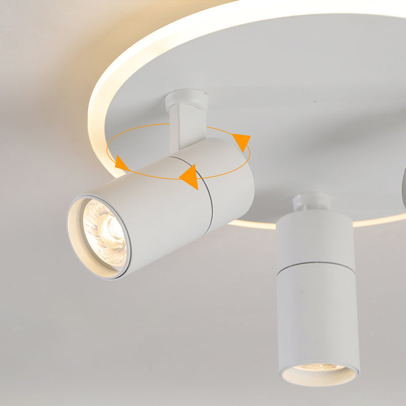 Modern 3-Light LED Flush Mount Lighting Track Light White Spotlight Round Light for Bedroom or Balcony