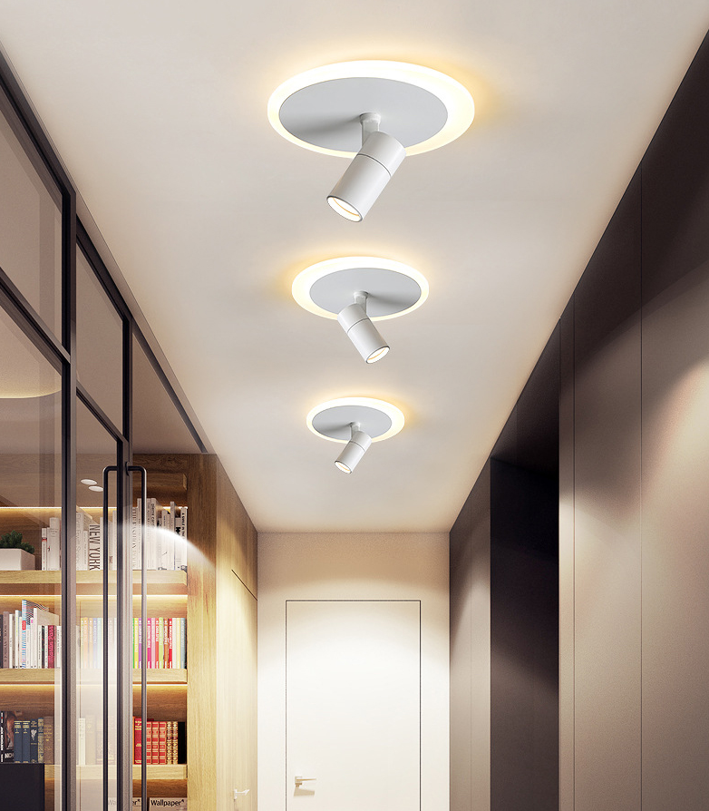 Modern 3-Light LED Flush Mount Lighting Track Light White Spotlight Round Light for Bedroom or Balcony