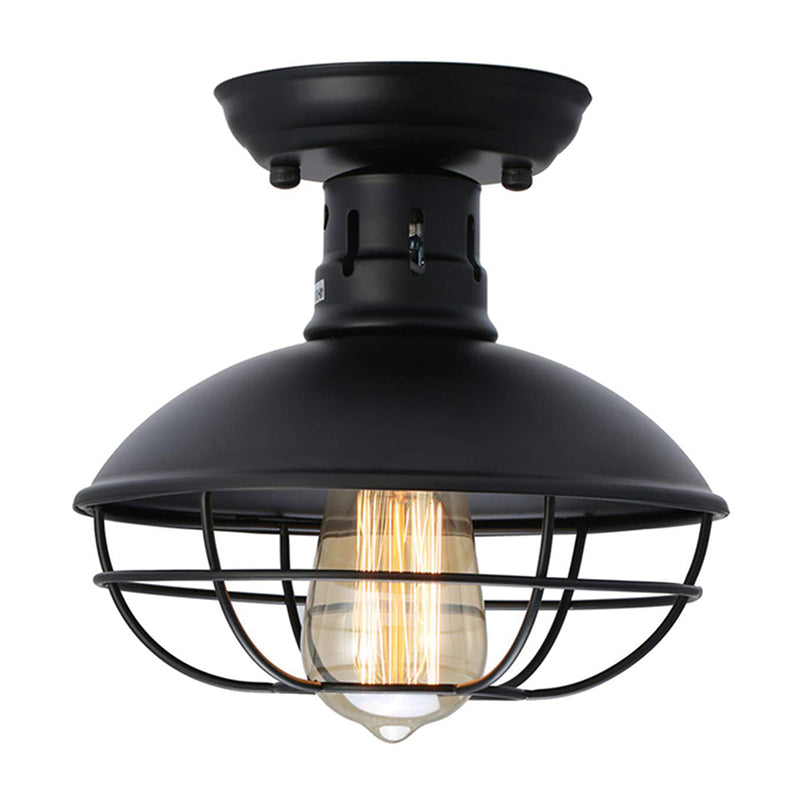 1 Light Semi Flush Mount Light With Dome Shade Metal Industrial Flush Mount Hallway Ceiling Lights