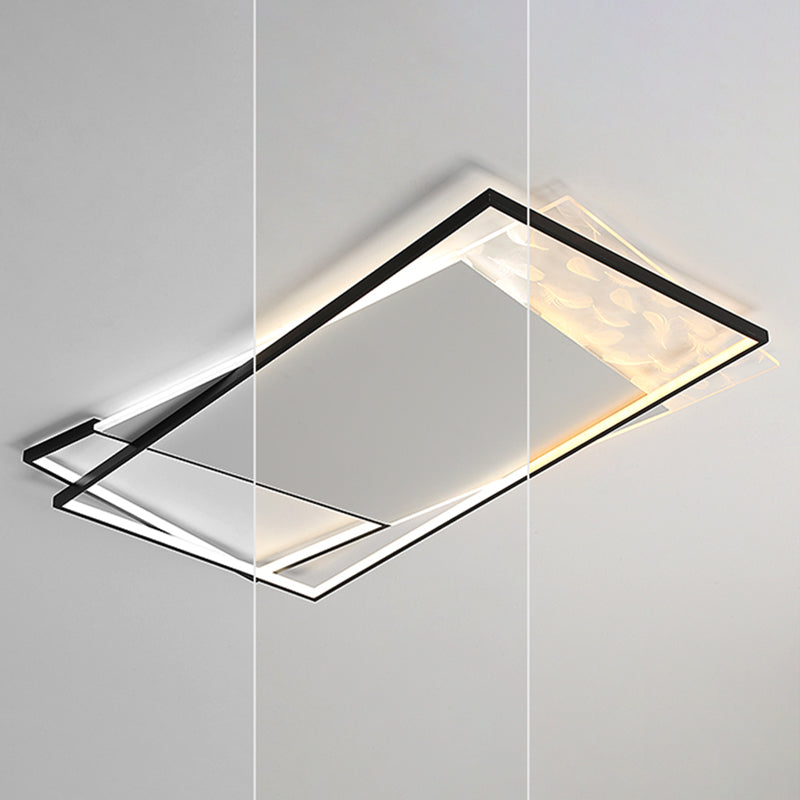 LED géométrique à LED à LED à lutte contre le plafond à la simplicité moderne Plume Plured Fer Flush Mount pour le salon