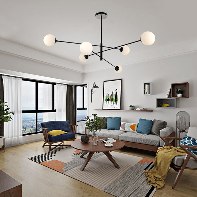 Bubbles Living Room Chandelier Light Fixture Glass Modern-Style Ceiling Pendant Light in Black