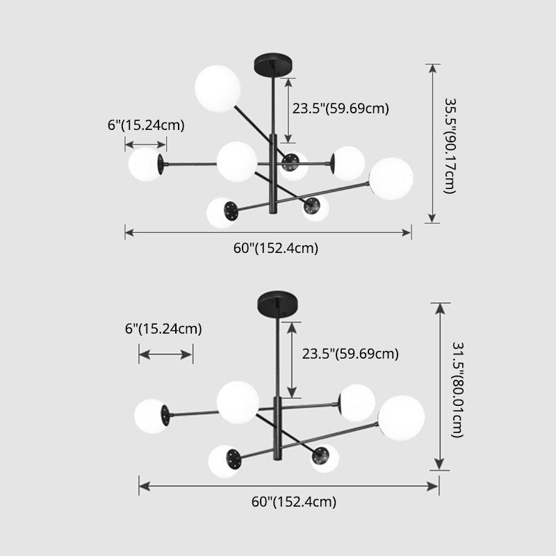 Burbujas sala de estar lámpara lámpara de lámpara vidrio de techo de estilo moderno luz en negro