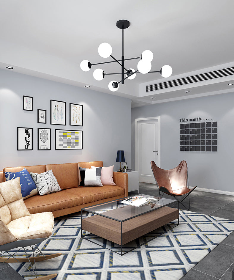 Burbujas sala de estar lámpara lámpara de lámpara vidrio de techo de estilo moderno luz en negro