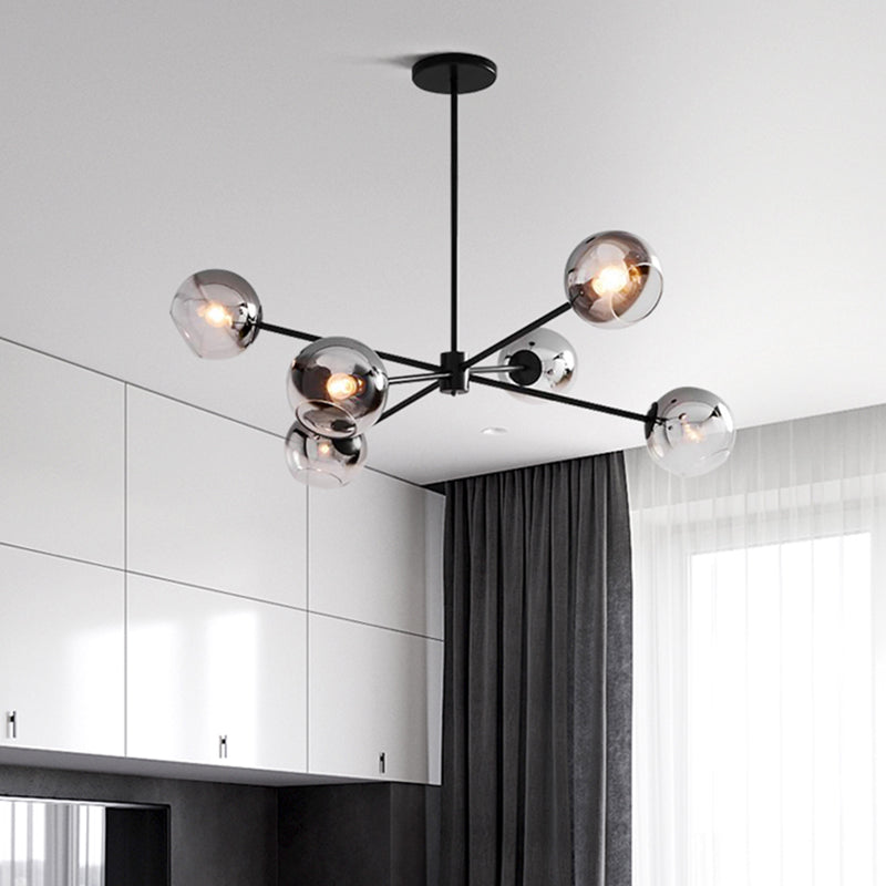 Gearceerde hanglampverlichtingsarmatuur minimalistische stijl glashangende kroonluchter voor woonkamer