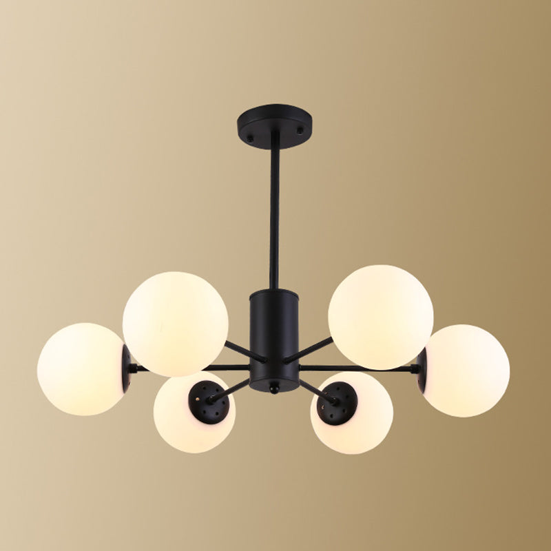 Glass Round Chandelier Pendant Light Minimalist-Style Cream Hanging Ceiling Light