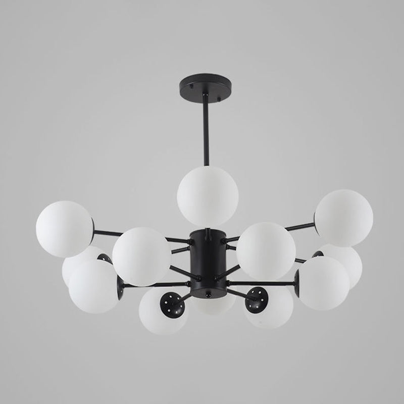 Glass Round Chandelier Pendant Light Minimalist-Style Cream Hanging Ceiling Light