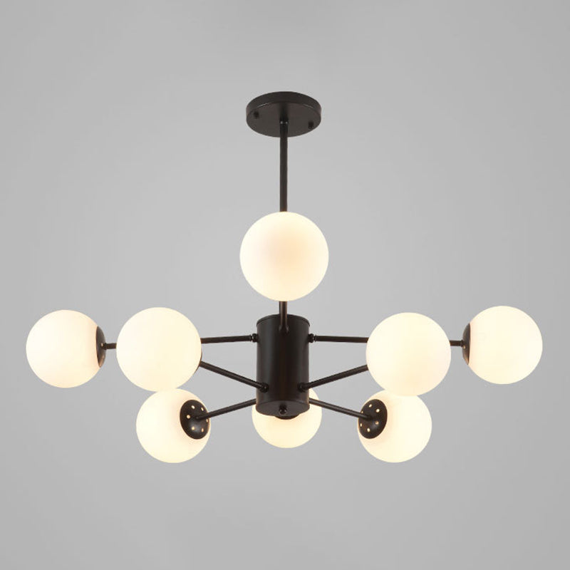 Glass Round Chandelier Pendant Light Minimalist-Style Cream Hanging Ceiling Light