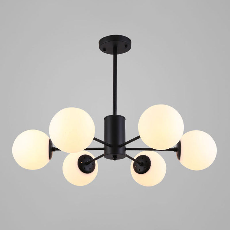 Glass Round Chandelier Pendant Light Minimalist-Style Cream Hanging Ceiling Light