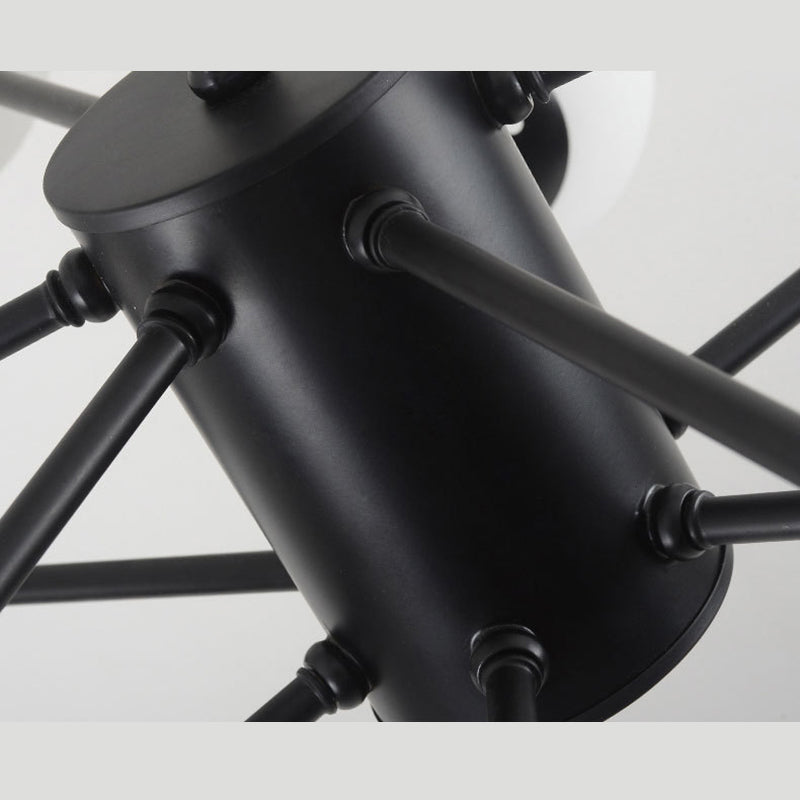 Glass Round Chandelier Pendant Light Minimalist-Style Cream Hanging Ceiling Light