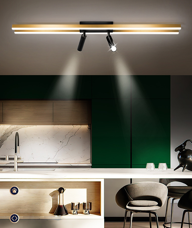 Montaggio a semi-incasso a LED in alluminio dorato in stile moderno e creativo Apparecchio da soffitto a 2 luci per luoghi commerciali