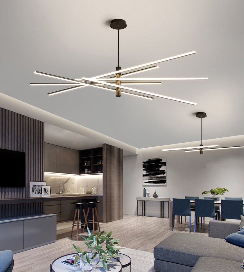 Lineaire woonkamer kroonluchter acryl -eenvoud LED -ophanging verlichting armatuur