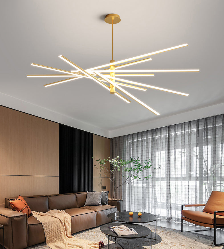 Lineaire woonkamer kroonluchter acryl -eenvoud LED -ophanging verlichting armatuur