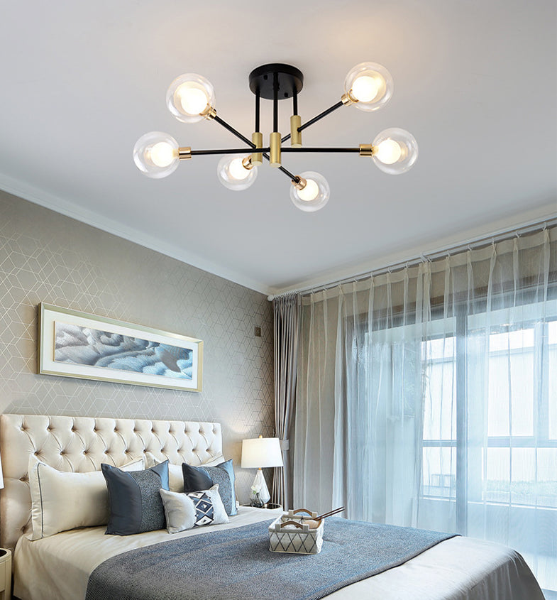 Glass Orb Molecular Shape Ceiling Light Contemporary Simplicity Style Geometric Lines Pendant Lamp