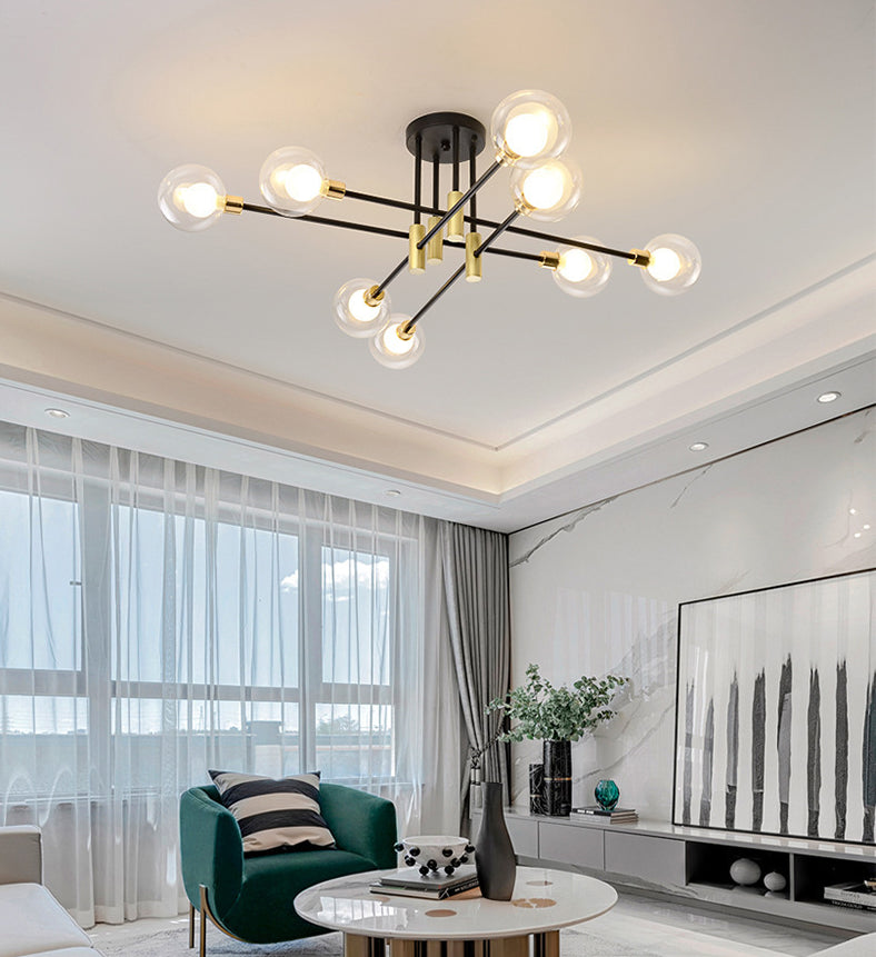 Glass Orb Molecular Shape Ceiling Light Contemporary Simplicity Style Geometric Lines Pendant Lamp