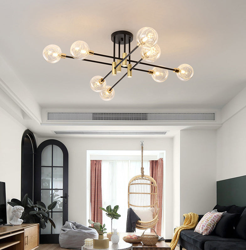 Glass Orb Molecular Shape Ceiling Light Contemporary Simplicity Style Geometric Lines Pendant Lamp