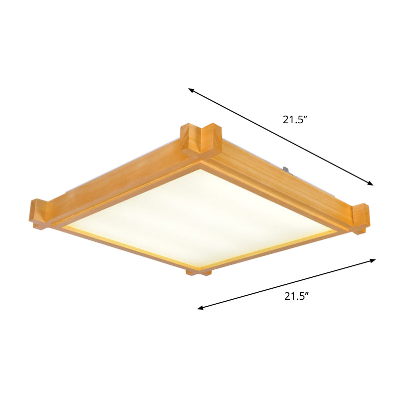 LED Wohnzimmer Flush Mount Licht Minimalist Beige Deckenbeleuchtung mit Square Wood Shade in Warm/White Light, 15 "/19" /21.5 " W