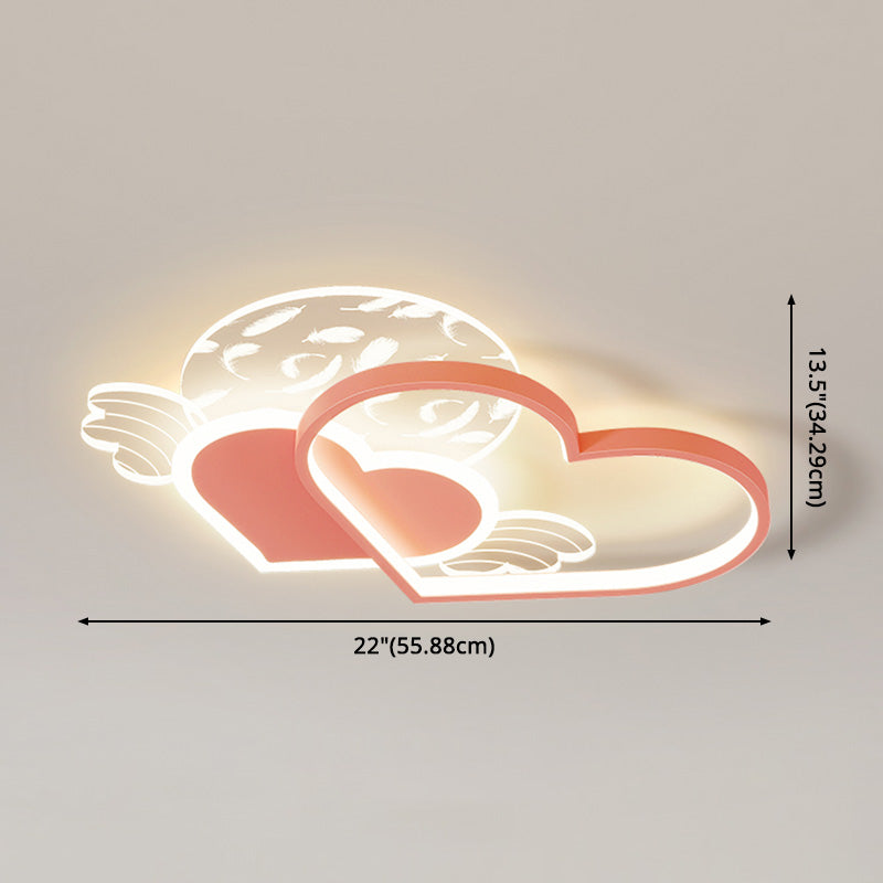 Montaje semi rasponjera de plumas cordiformes con luz de techo acrílico de estilo romántico moderno para dormitorio