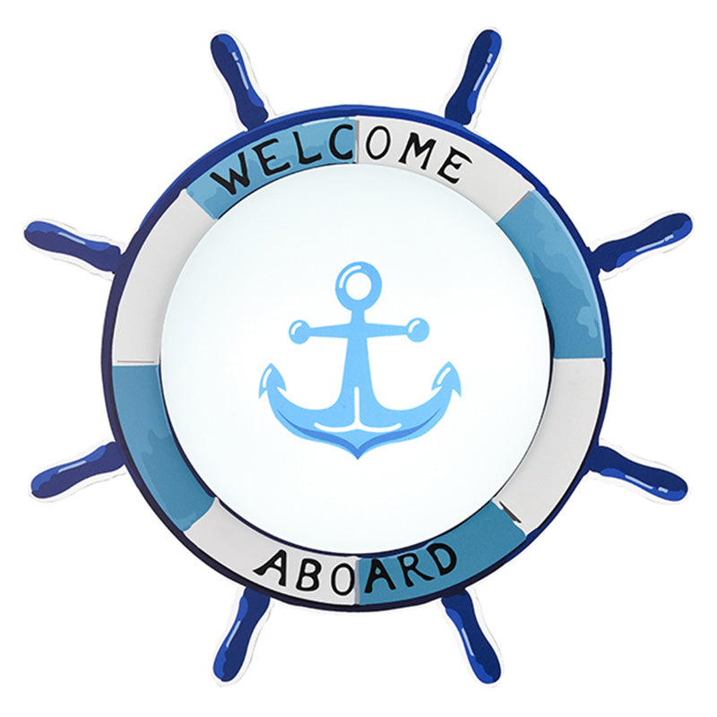 Plafonnier de chambre d'enfant, luminaire de Style méditerranéen, créatif, bateau de Pirate, gouvernail, chambre de garçon, lampe de chambre à coucher de dessin animé