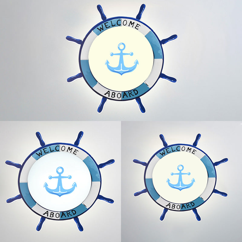 Plafonnier de chambre d'enfant, luminaire de Style méditerranéen, créatif, bateau de Pirate, gouvernail, chambre de garçon, lampe de chambre à coucher de dessin animé
