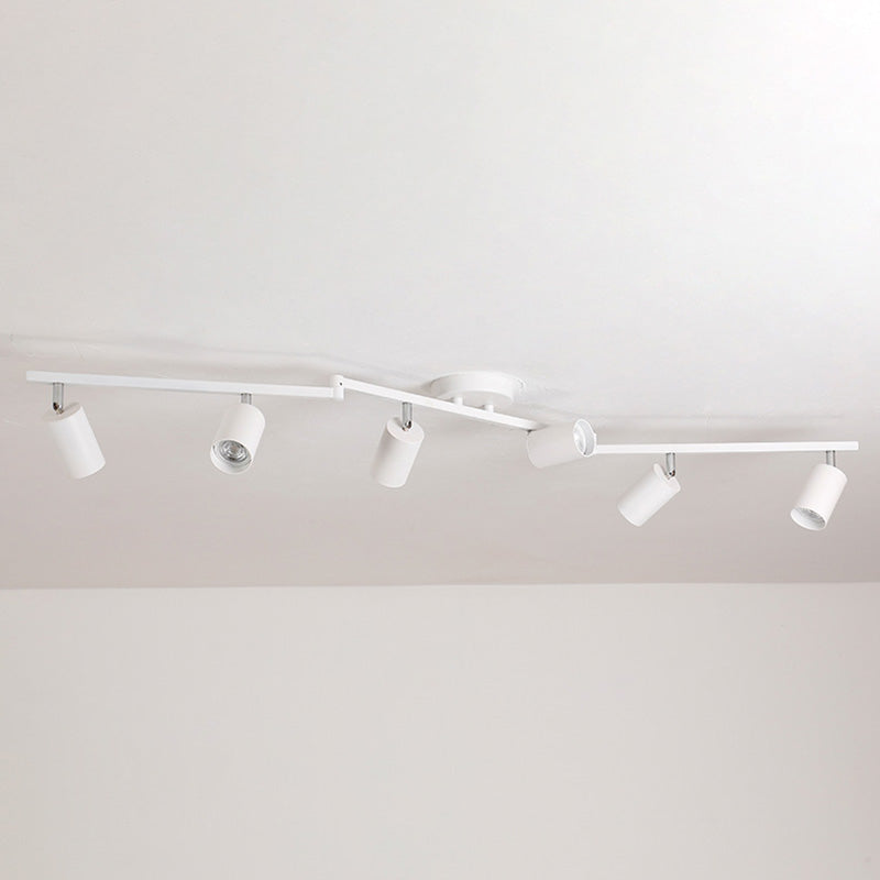 Nordic Cylindrical Metal Track Spotlights Semi Flush Ceiling Track Lighting for Foyer and Cloakroom