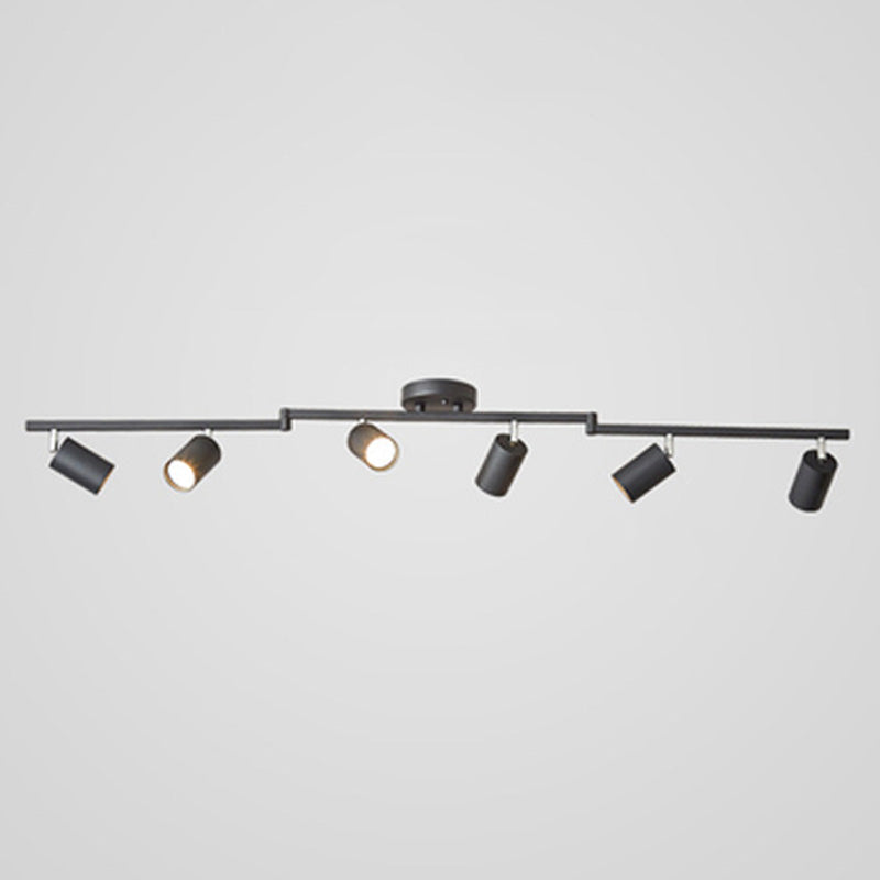 Nordic Cylindrical Metal Track Spotlights Semi Flush Ceiling Track Lighting for Foyer and Cloakroom