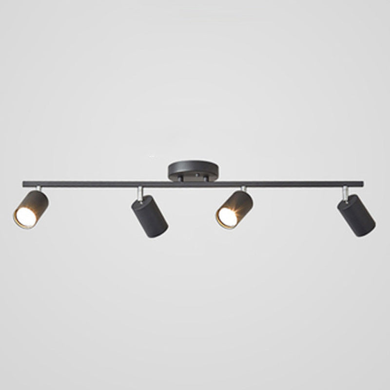 Nordic Cylindrical Metal Track Spotlights Semi Flush Ceiling Track Lighting for Foyer and Cloakroom