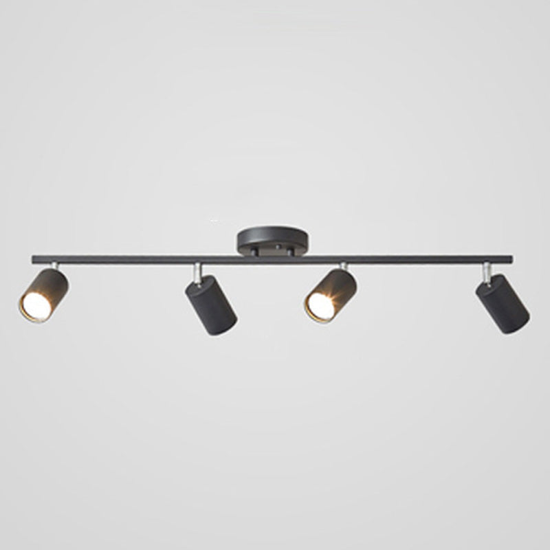 Nordic Cylindrical Metal Track Spotlights Semi Flush Ceiling Track Lighting for Foyer and Cloakroom