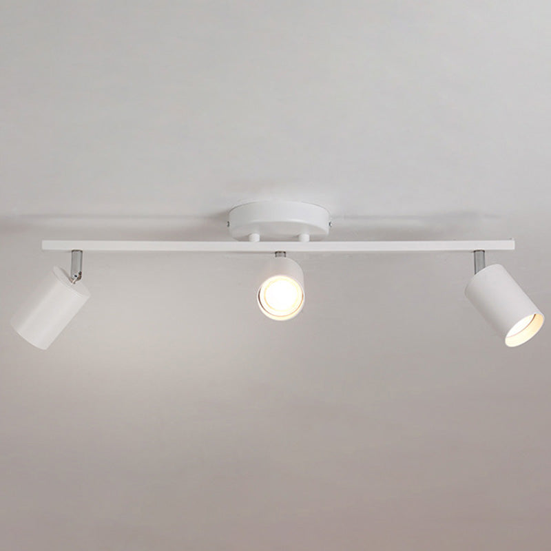 Nordic Cylindrical Metal Track Spotlights Semi Flush Ceiling Track Lighting for Foyer and Cloakroom