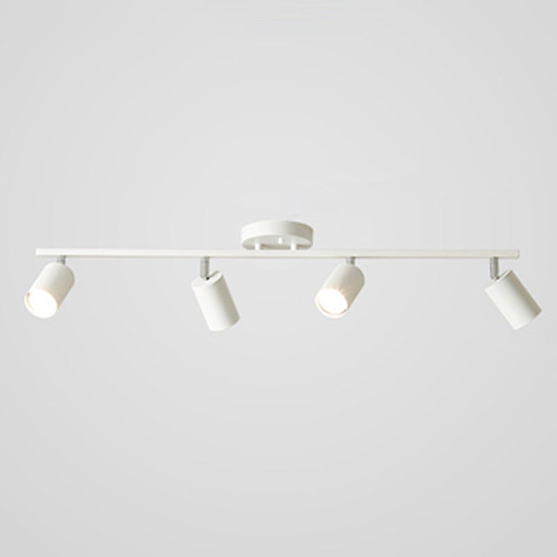 Nordic Cylindrical Metal Track Spotlights Semi Flush Ceiling Track Lighting for Foyer and Cloakroom