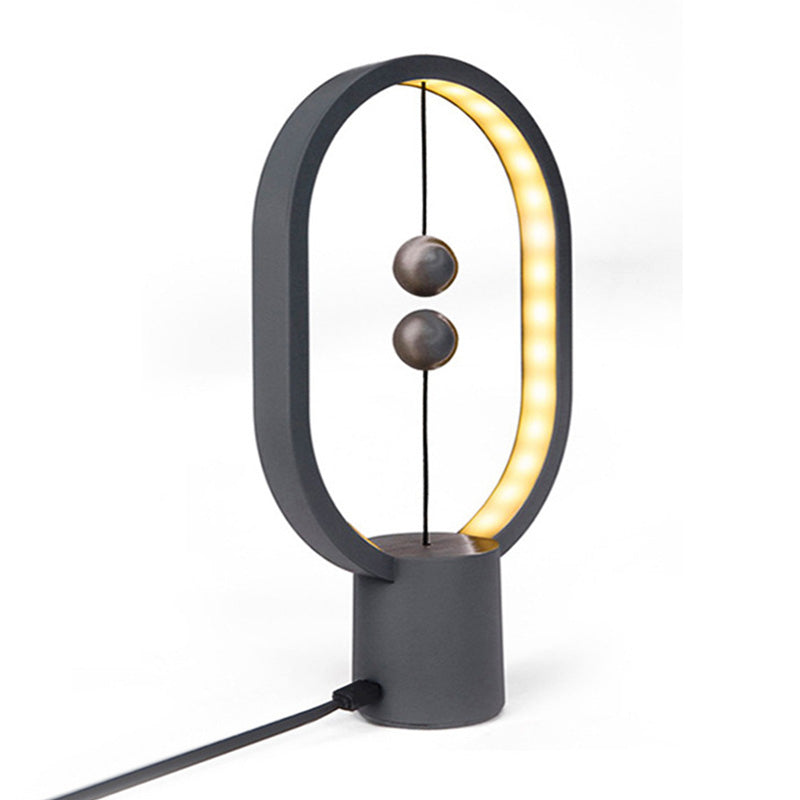 Circle LED Table Light Modern Minimalist Style Table Lamp with Plastic Shade for Living Room