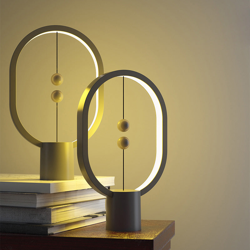 Circle LED Table Light Modern Minimalist Style Table Lamp with Plastic Shade for Living Room