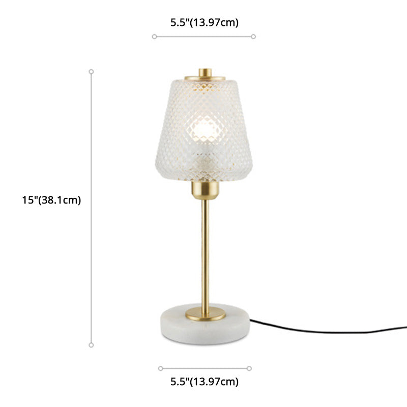 Postmodern Conical Table Lighting Lattice Glass 1 Head Living Room Night Lamp in Gold