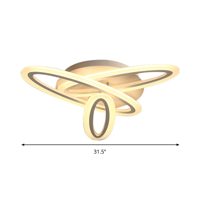 Oval Semi Flush Light Simple Acrylic 31.5"/47" Wide 3/5 Bulbs White Ceiling Mounted Fixture in Warm/White Light