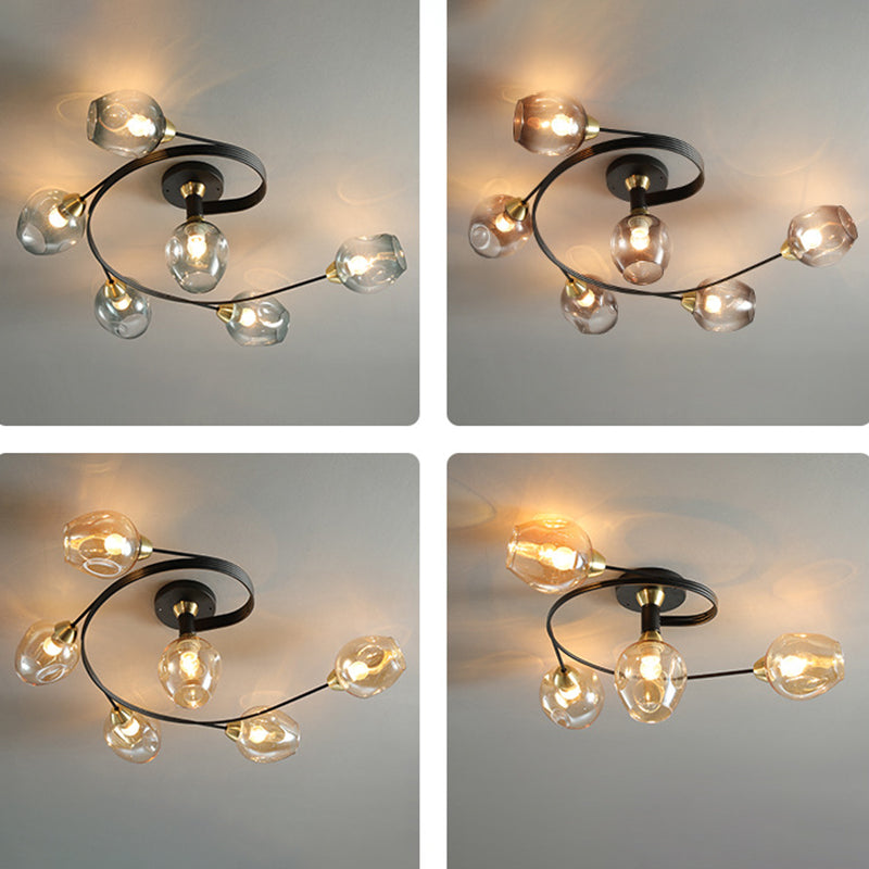 Glass Shaded Ceiling Mount Light Fixture Minimalist Semi Flush Mount Ceiling Fixture