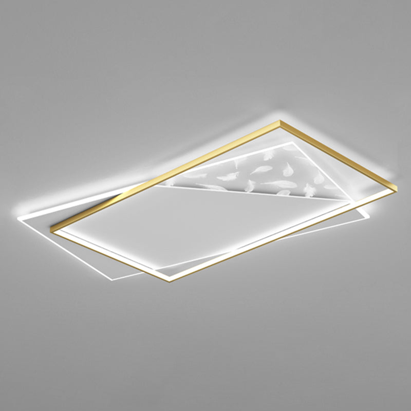 Moderne luxe LED-plafondlamp met veren, geometrische metalen semi-inbouwmontage voor woonkamer