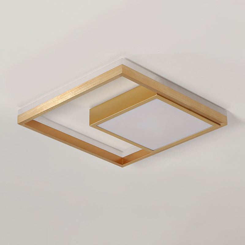 16"/23.5" Wide Gold Square Ceiling Light Modern Metal LED Flush Mount in Warm/White Light