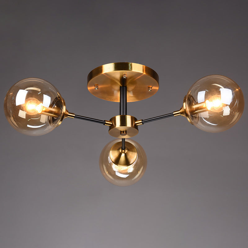 Globe Semi Flush Mount Lighting Minimalist Glass Dinning Room Semi Mount Lighting