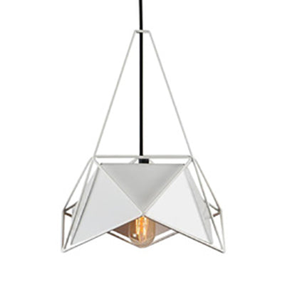 Brass/Black/White Geometric Ceiling Pendant Light with Wire Guard Industrial Metallic 1 Light Living Room Suspended Light