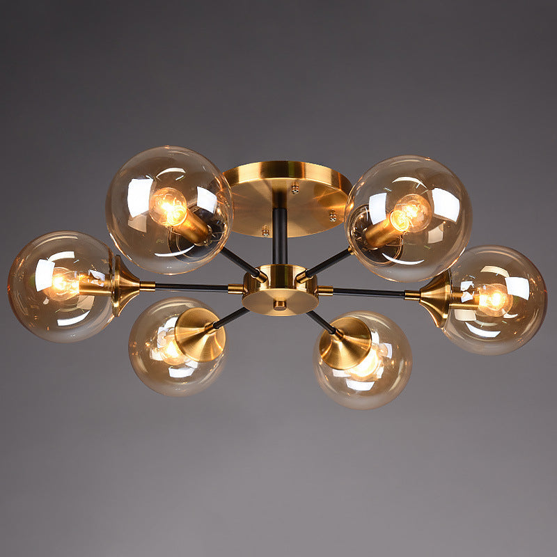 Globe Semi Flush Mount Lighting Minimalist Glass Dinning Room Semi Mount Lighting