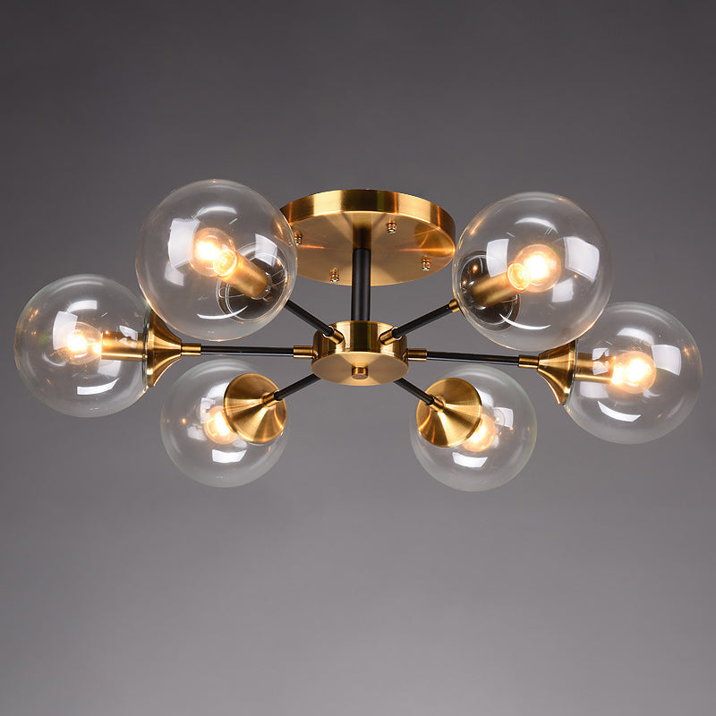 Globe Semi Flush Mount Lighting Minimalist Glass Dinning Room Semi Mount Lighting