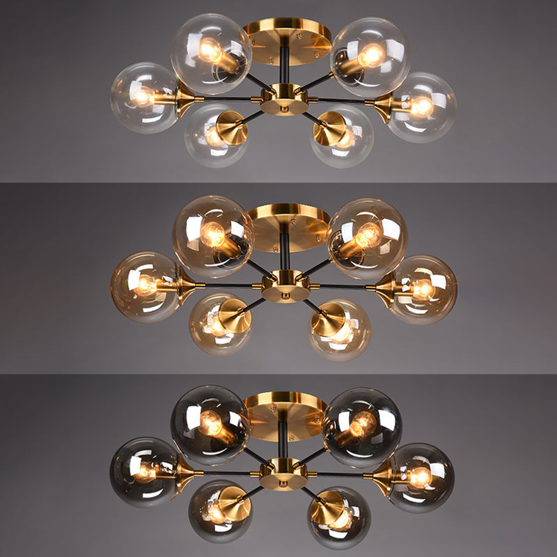 Globe Semi Flush Mount Lighting Minimalist Glass Dinning Room Semi Mount Lighting