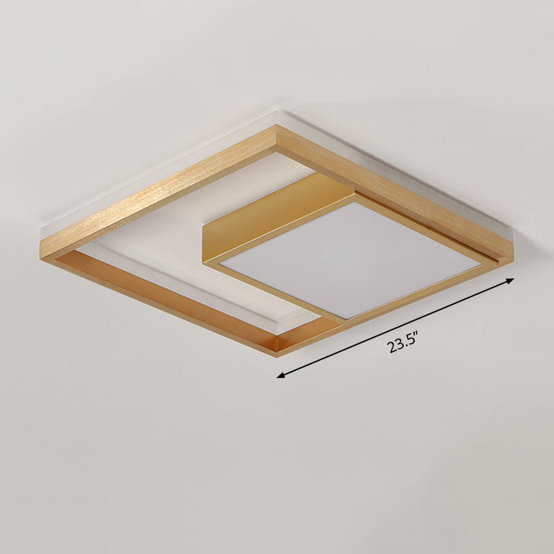 16"/23.5" Wide Gold Square Ceiling Light Modern Metal LED Flush Mount in Warm/White Light