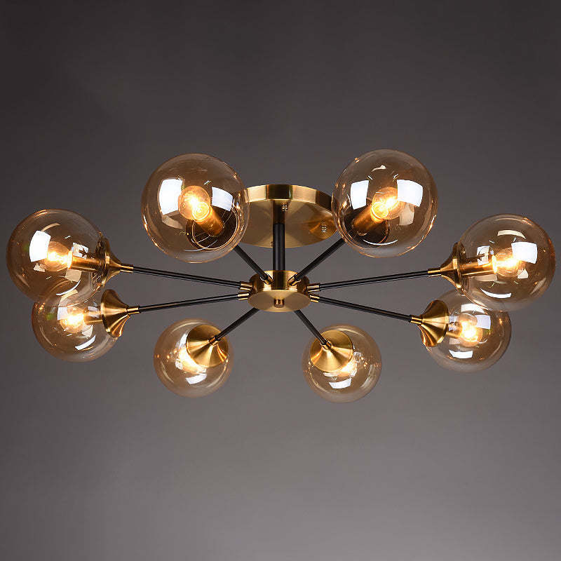 Globe Semi Flush Mount Lighting Minimalist Glass Dinning Room Semi Mount Lighting