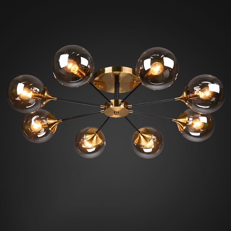 Globe Semi Flush Mount Lighting Minimalist Glass Dinning Room Semi Mount Lighting