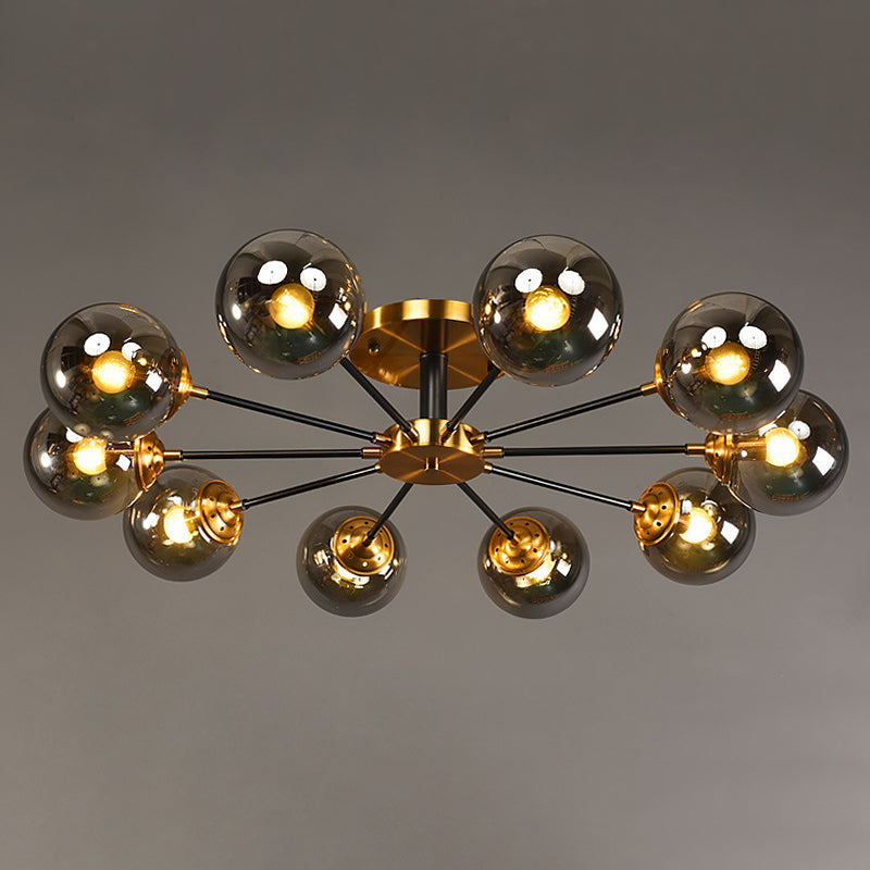 Globe Semi Flush Mount Lighting Minimalist Glass Dinning Room Semi Mount Lighting