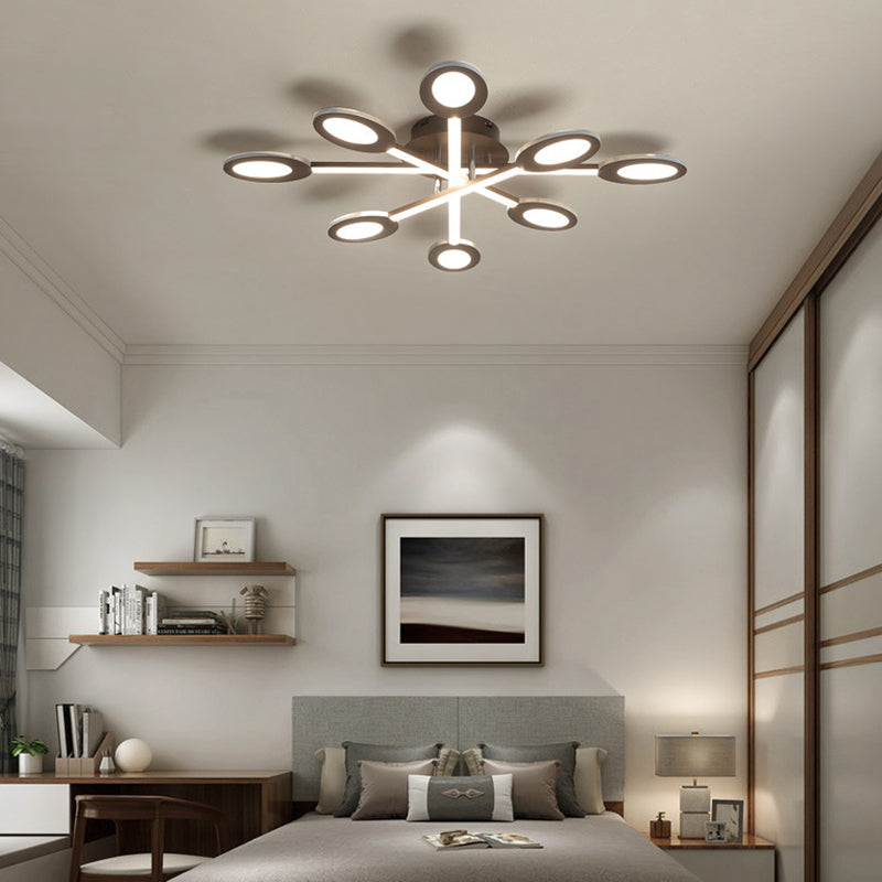 Starburst Semi Flush Minimalism Acrylic 31.5"/45" Wide LED Brown Close to Ceiling Lighting in Warm/White Light
