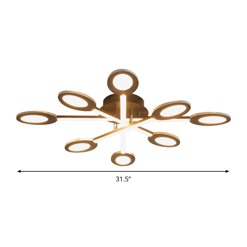 Starburst Semi Flush Minimalism Acrylic 31.5"/45" Wide LED Brown Close to Ceiling Lighting in Warm/White Light