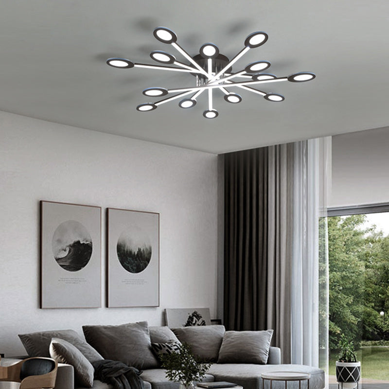 Starburst Semi Flush Minimalism Acrylic 31.5"/45" Wide LED Brown Close to Ceiling Lighting in Warm/White Light