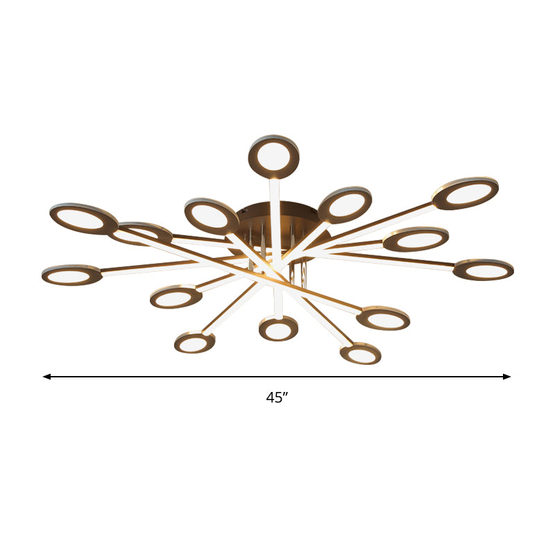 Starburst Semi Flush Minimalism Acrylic 31.5"/45" Wide LED Brown Close to Ceiling Lighting in Warm/White Light