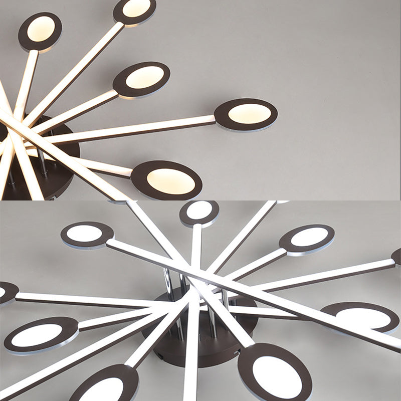 Starburst Semi Flush Minimalism Acrylic 31.5"/45" Wide LED Brown Close to Ceiling Lighting in Warm/White Light
